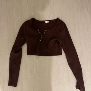 Garage Button Up Cropped Long Sleeve